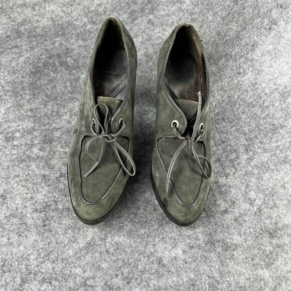 Circa Joan & David Black Suede Bootie Heels & Laces Gray Green 8M - Picture 7 of 7